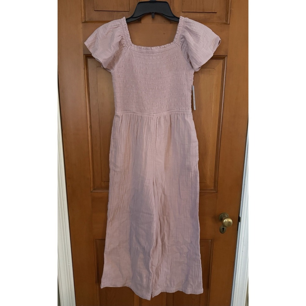 Girls' Cat & Jack Pink Mauve Flutter Sleeve Smocked Jumpsuit Size Large NWT